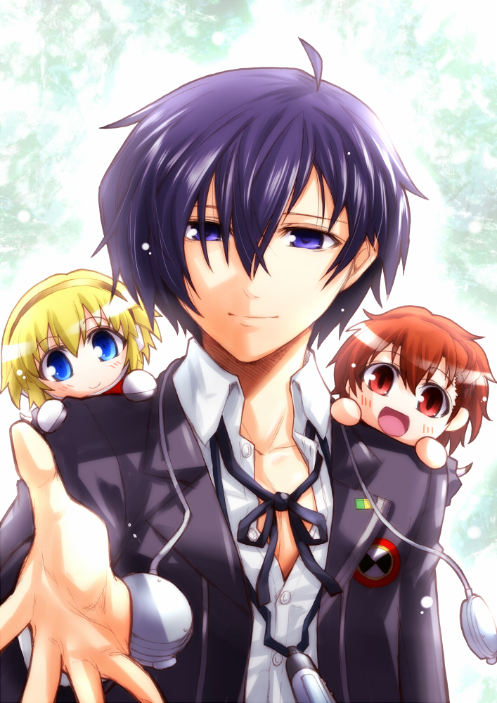 yuuki makoto, aigis, and shiomi kotone (persona and 2 more) drawn by segami_daisuke