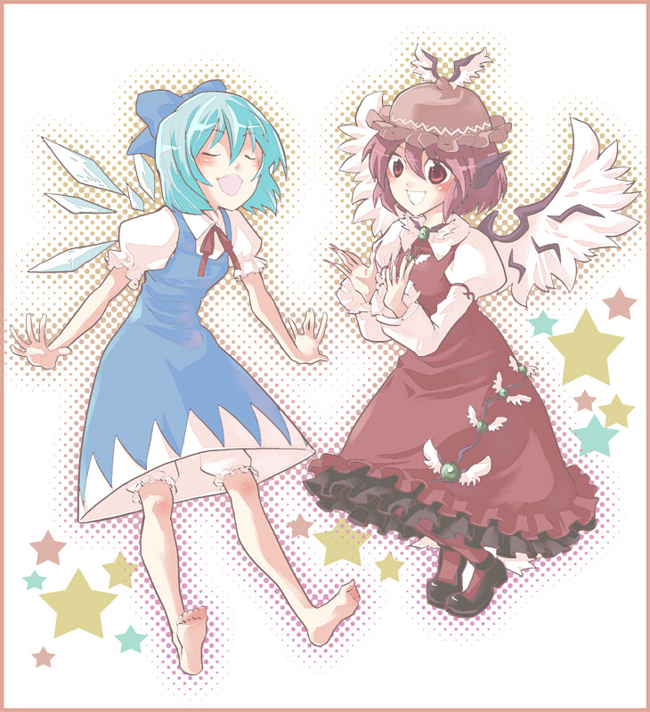 cirno and mystia lorelei (touhou) drawn by ibuki_hasu