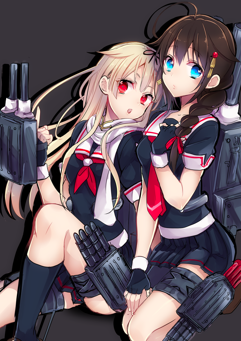shigure, yuudachi, shigure kai ni, and yuudachi kai ni (kantai collection) drawn by @shimapan