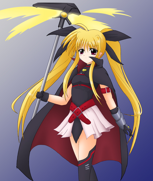 fate testarossa and bardiche (lyrical nanoha and 2 more) drawn by yamaguchi_ugou