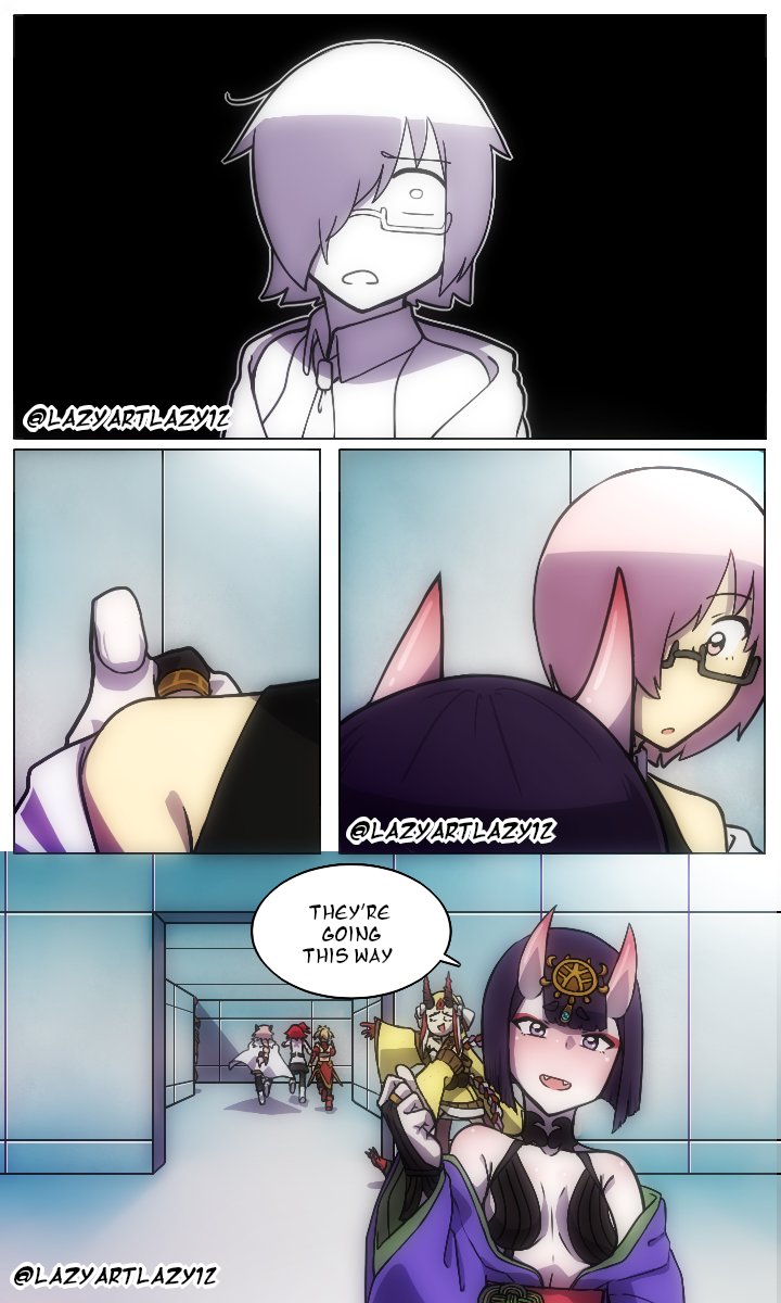 mash kyrielight, fujimaru ritsuka, shuten douji, astolfo, mordred, and 2 more (fate and 1 more) drawn by lazyartlazy12 and tyrnickleback