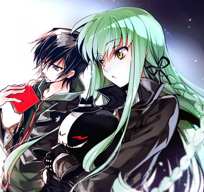 c.c., kirigiri kyoko, lelouch vi britannia, monokuma, naegi makoto, and 1 more (danganronpa and 2 more) drawn by creayus