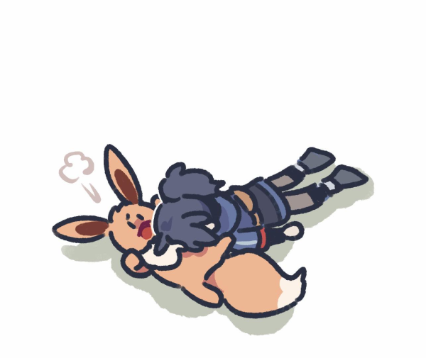 eevee and rei (pokemon and 1 more) drawn by jen_(aaasylum)