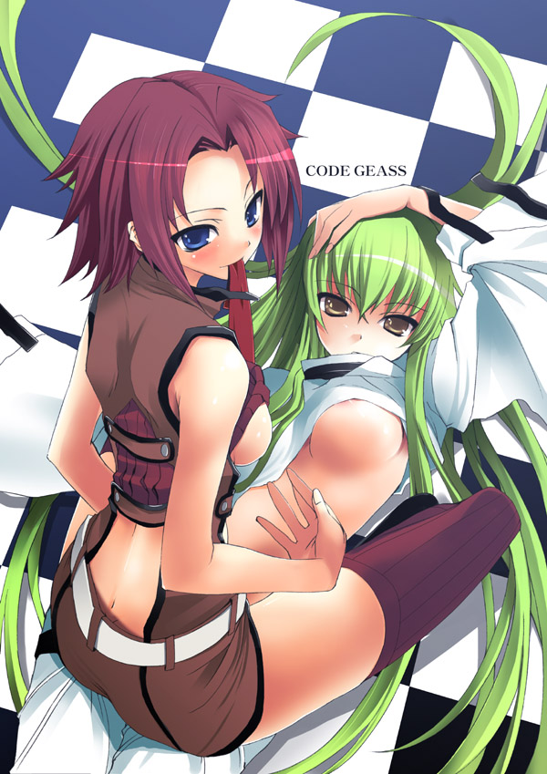 c.c. and kouzuki kallen (code geass) drawn by tatami_to_hinoki
