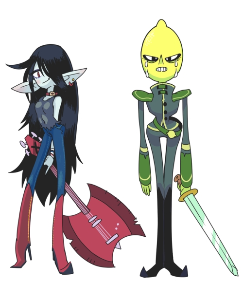 marceline abadeer and earl of lemongrab (adventure time) drawn by gashi-gashi