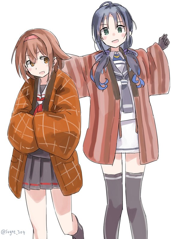 shiratsuyu and suzukaze (kantai collection) drawn by sugue_tettou