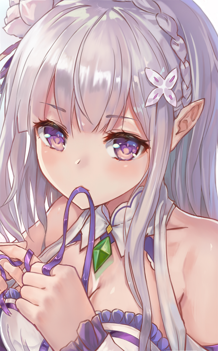 emilia (re:zero kara hajimeru isekai seikatsu) drawn by aimee_(emi)