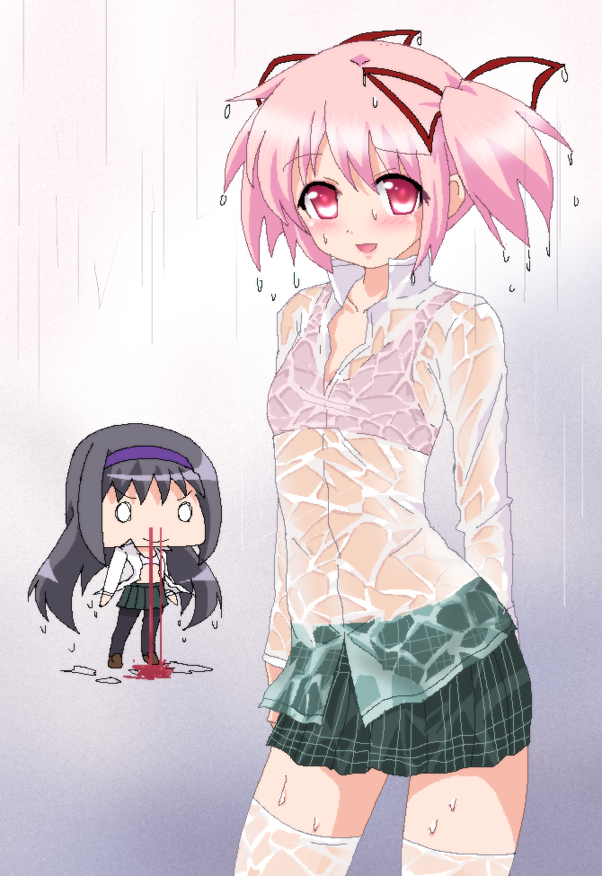 akemi homura and kaname madoka (mahou shoujo madoka magica) drawn by hayashiya_zankurou