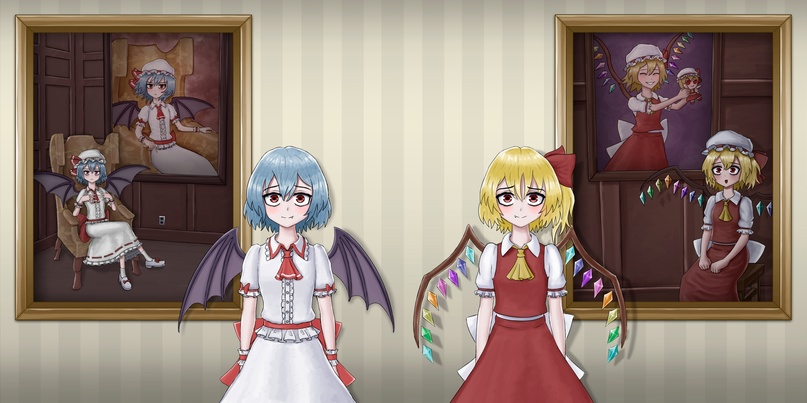 remilia scarlet and flandre scarlet (touhou) drawn by grummsed