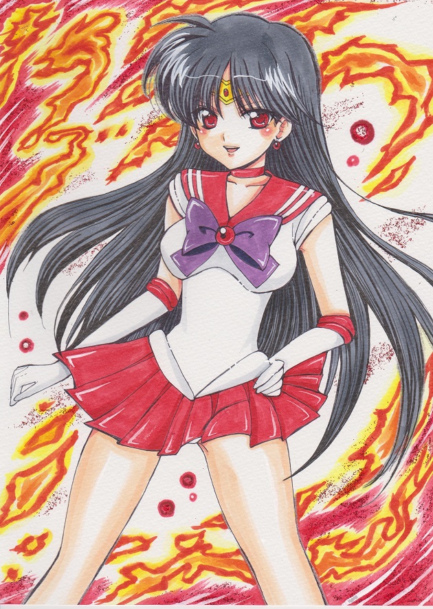 hino rei and sailor mars (bishoujo senshi sailor moon) drawn by rascal_(n119)