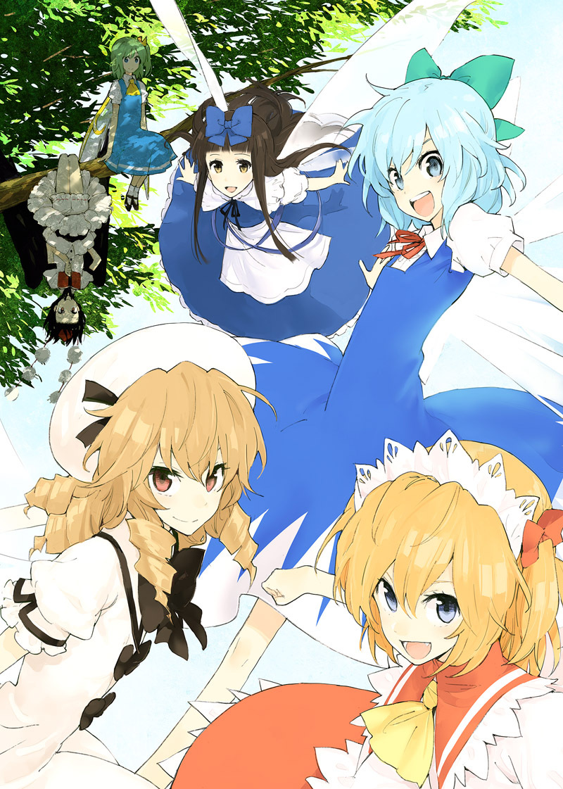 cirno, shameimaru aya, daiyousei, star sapphire, luna child, and 1 more (touhou and 1 more) drawn by minakata_sunao