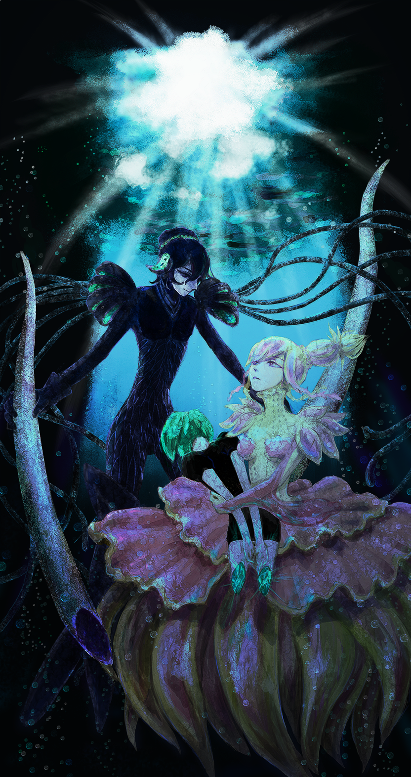 phosphophyllite, ventricosus, and aculeatus (houseki no kuni) drawn by misoka_(0)