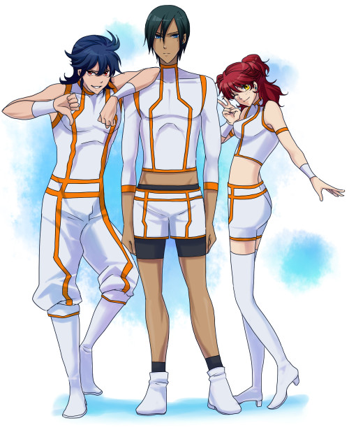nena trinity, michael trinity, and johann trinity (gundam and 1 more) drawn by kamosuke