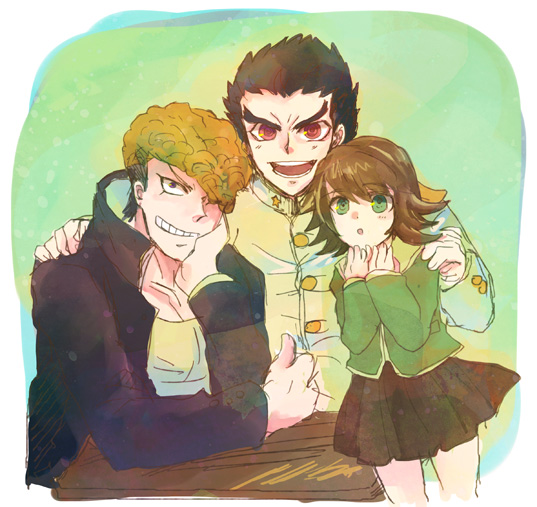 fujisaki chihiro, ishimaru kiyotaka, and owada mondo (danganronpa and 1 more) drawn by sgm_(sagami_0)