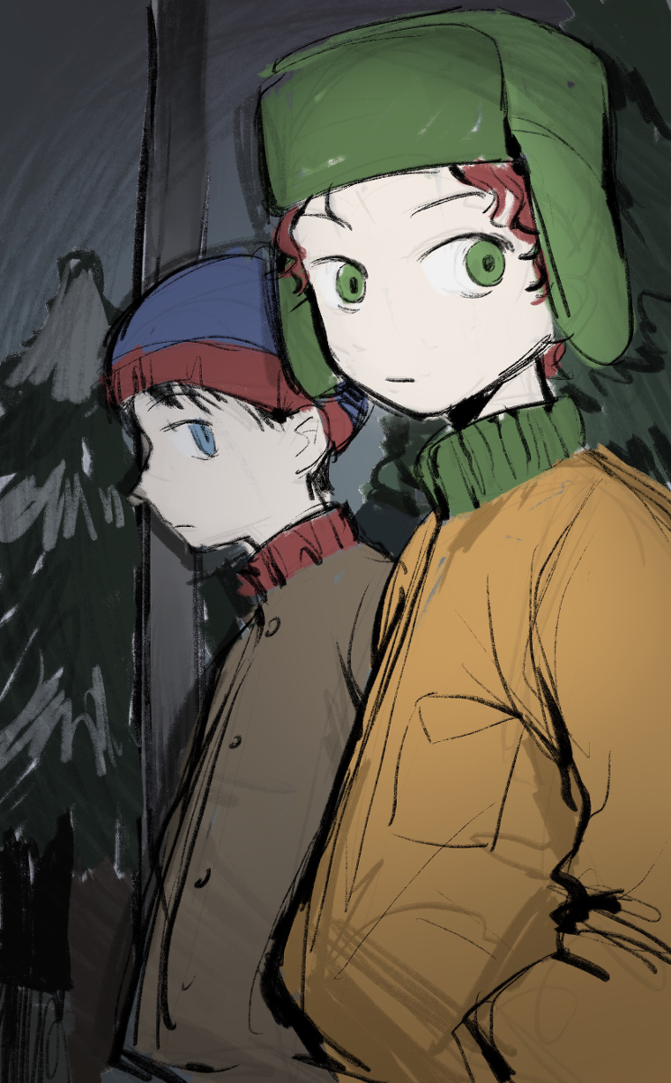 stan marsh and kyle broflovski (south park) drawn by kaixinchafang