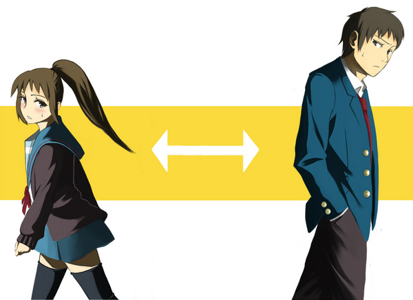 kyon and kyonko (suzumiya haruhi no yuuutsu) drawn by amino_(tn7135)