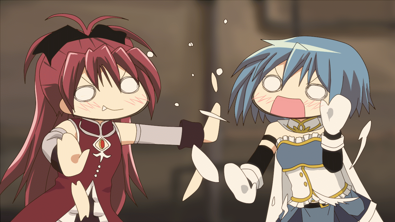 miki sayaka and sakura kyoko (mahou shoujo madoka magica) drawn by hangaku
