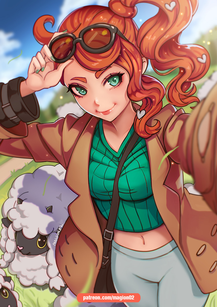 sonia and wooloo (pokemon and 1 more) drawn by magion02