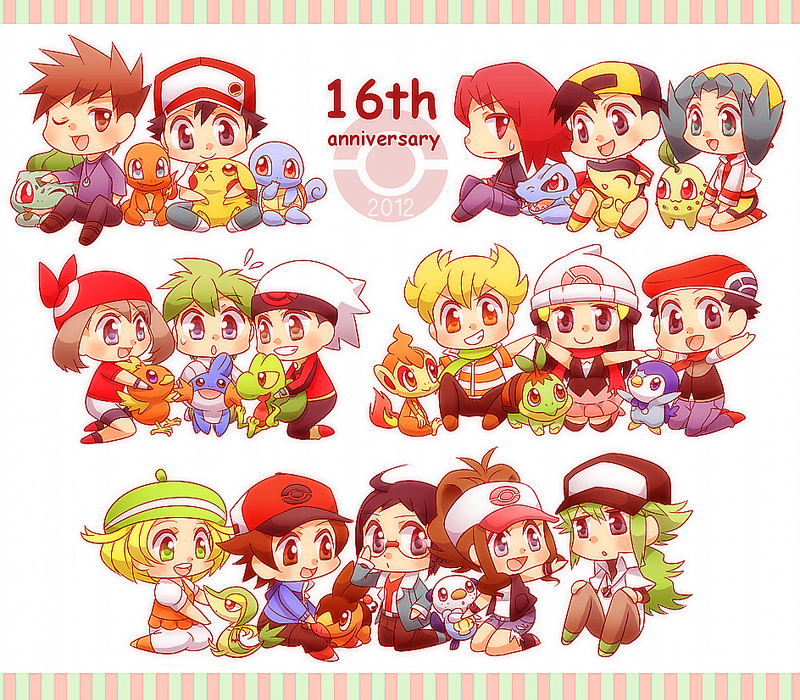 pikachu, dawn, may, hilda, red, and 27 more (pokemon and 5 more) drawn by tokusa403