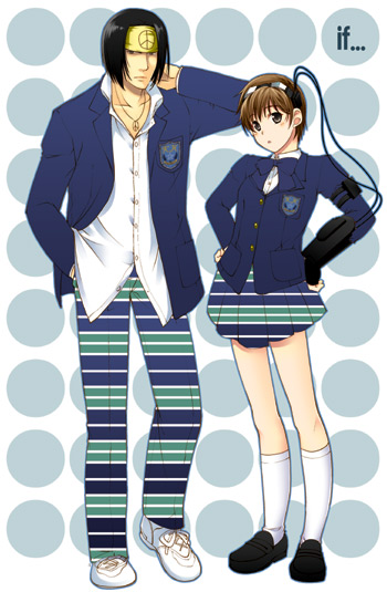 uchida tamaki and miyamoto akira (shin megami tensei and 1 more) drawn by hiyoshi_hana