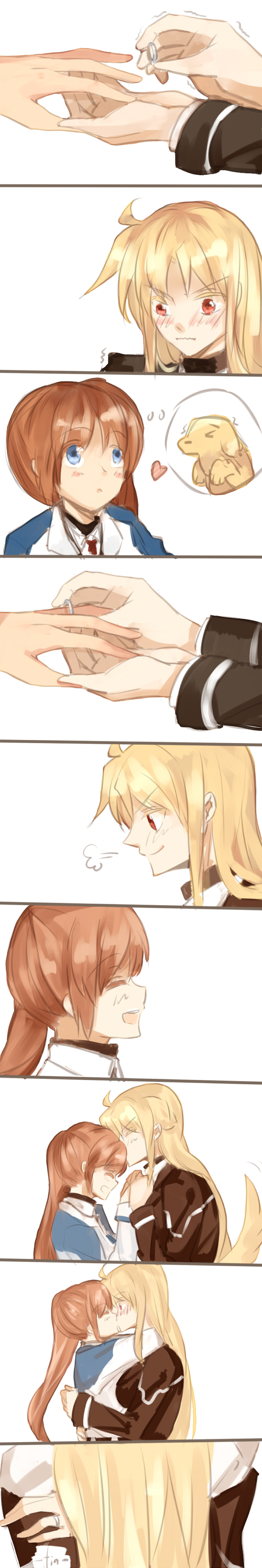fate testarossa and takamachi nanoha (lyrical nanoha and 2 more) drawn by milk_puppy