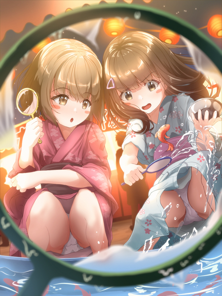 bob-cut neighbor girl and long-haired neighbor girl (original) drawn by tachiinu