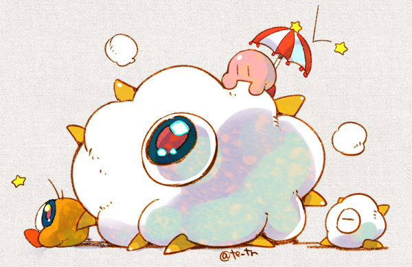 kirby, waddle doo, kracko, and li'l kracko (kirby) drawn by tetori