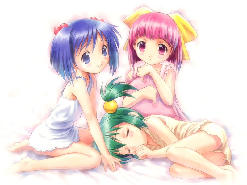 saru no momo, inu no nana, and kaeru no ruru (tenshi no shippo) drawn by goto_p