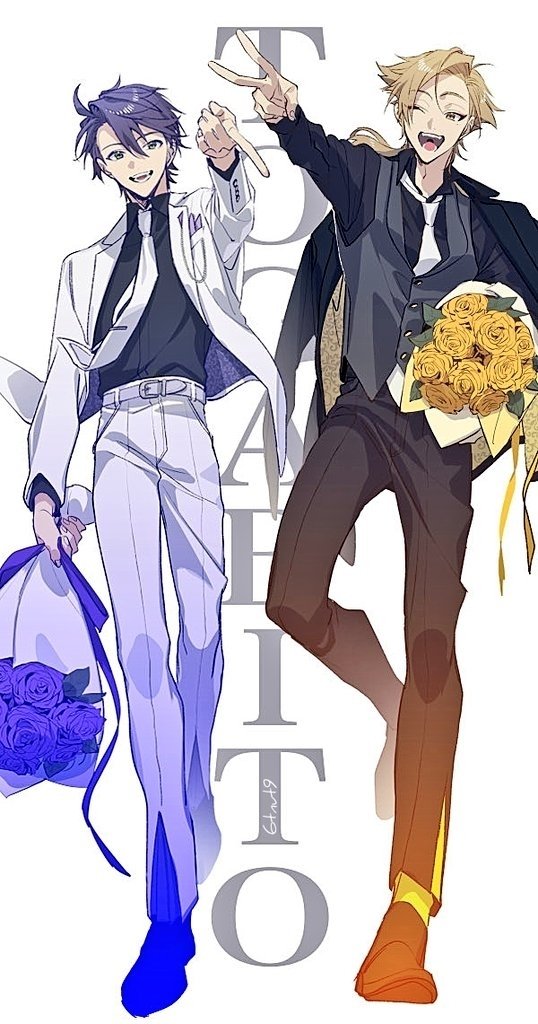 kenmochi touya and fushimi gaku (nijisanji) drawn by 6tnut9