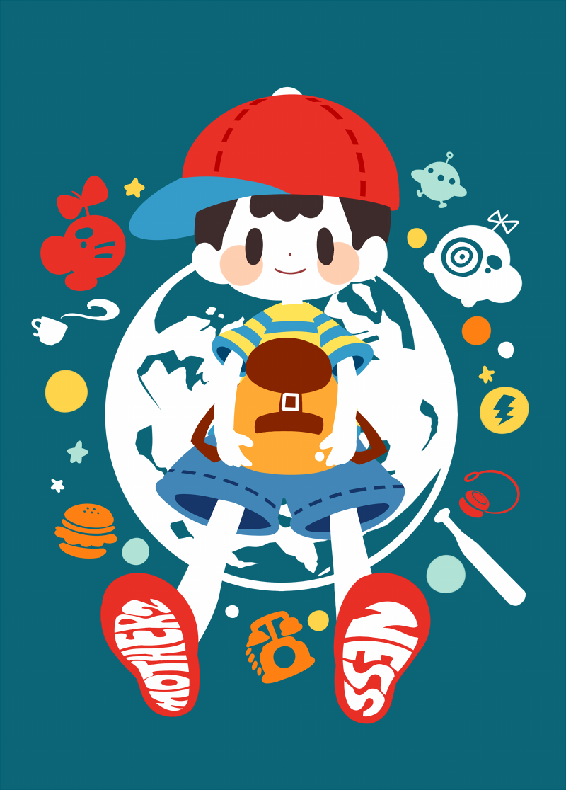 ness and doseisan (mother and 1 more) drawn by hitofutarai