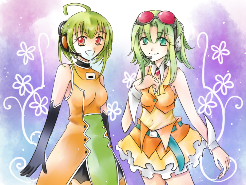 gumi and fl-chan (vocaloid and 1 more) drawn by phyllon_lithos