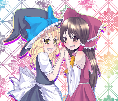 hakurei reimu and kirisame marisa (touhou) drawn by haru_(pixiv135137)