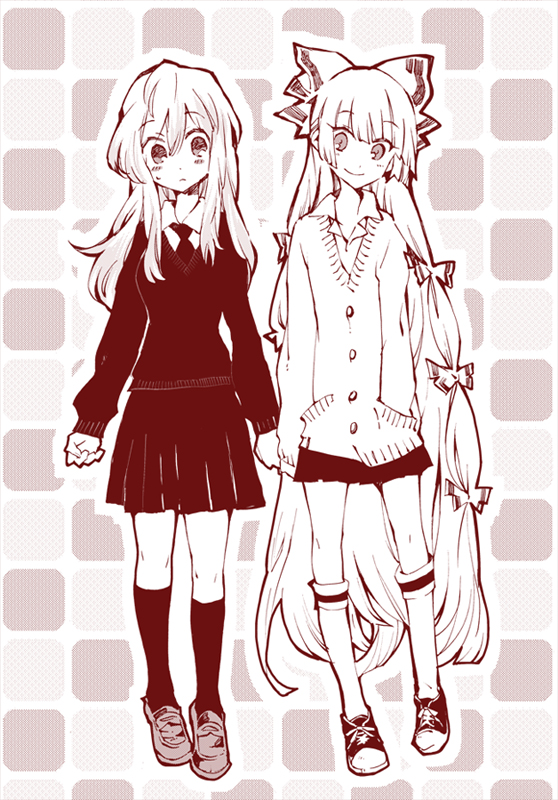 fujiwara no mokou and kamishirasawa keine (touhou) drawn by shinoasa