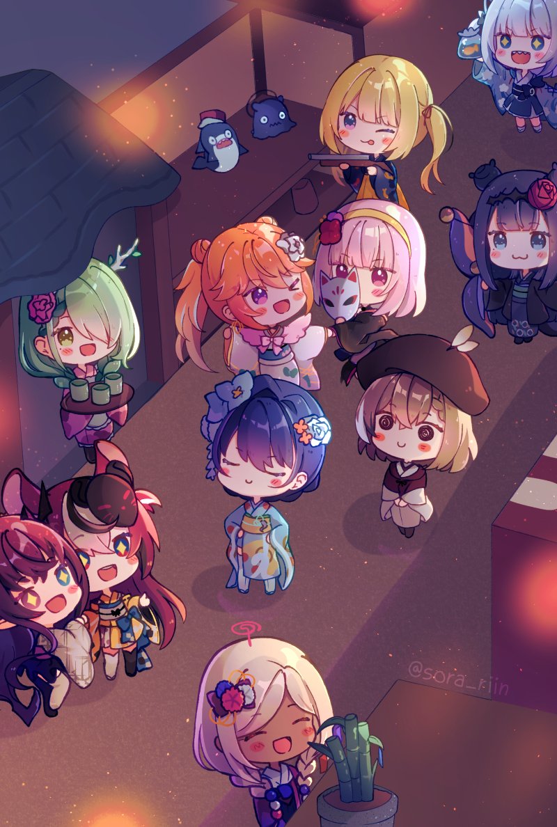 gawr gura, mori calliope, ninomae ina'nis, ouro kronii, nanashi mumei, and 8 more (hololive and 1 more) drawn by sora_rinn