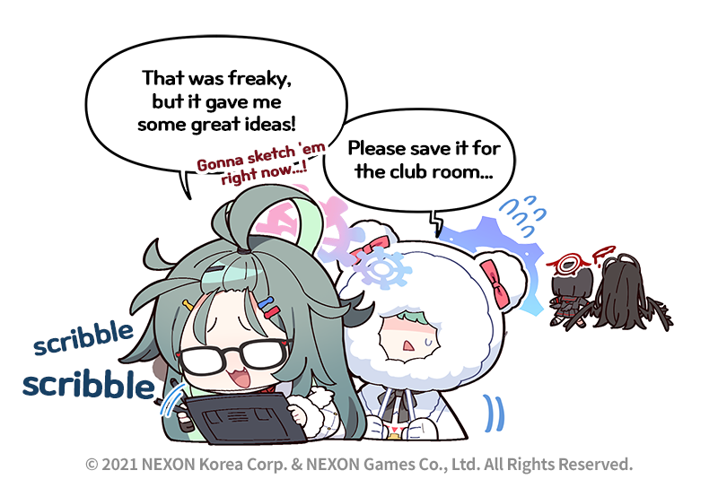 tsurugi, mashiro, momiji, and meru (blue archive) drawn by donmin_h