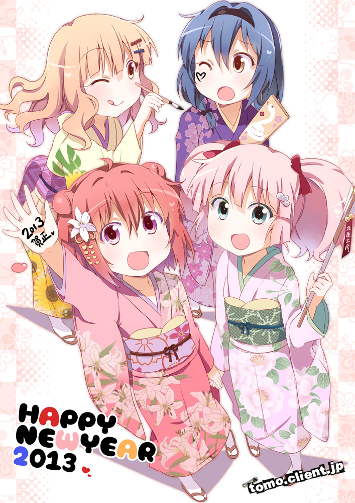 akaza akari, yoshikawa chinatsu, oomuro sakurako, and furutani himawari (yuruyuri) drawn by kitahara_tomoe_(kitahara_koubou)