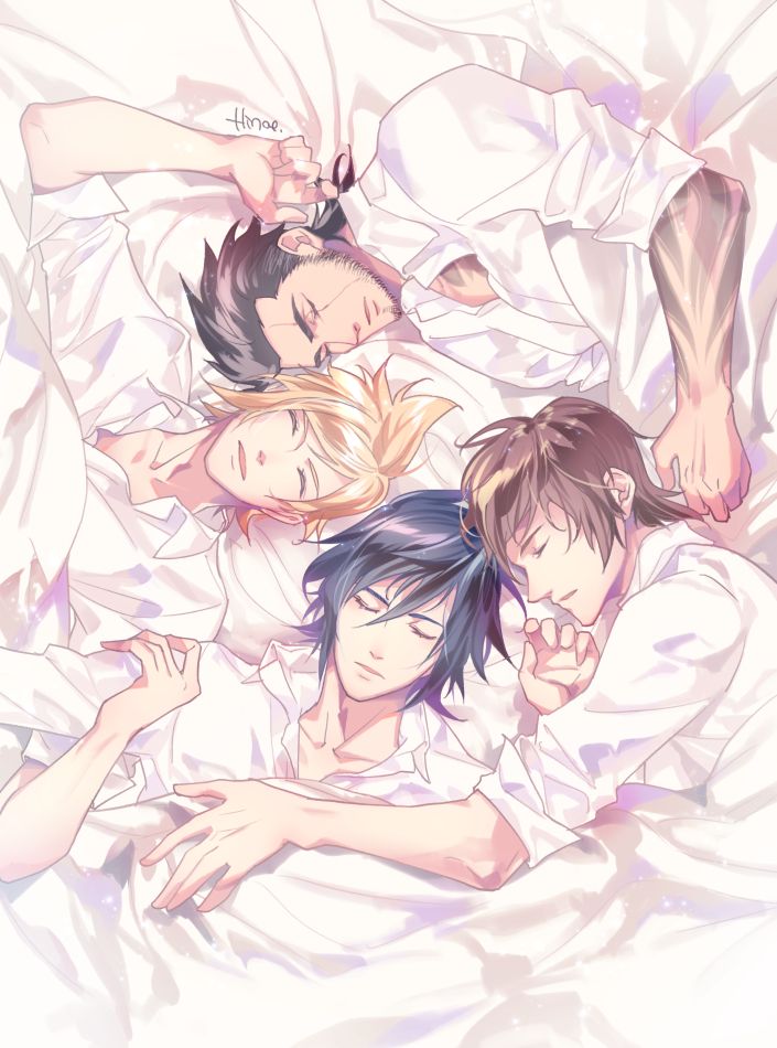 noctis lucis caelum, gladiolus amicitia, prompto argentum, and ignis scientia (final fantasy and 1 more) drawn by hinoe_(dd_works)