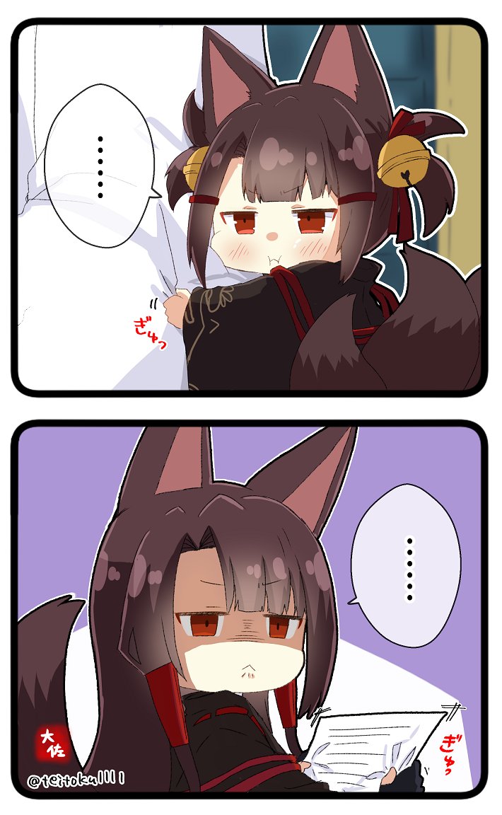 commander, akagi, and akagi-chan (azur lane) drawn by taisa_(kari)