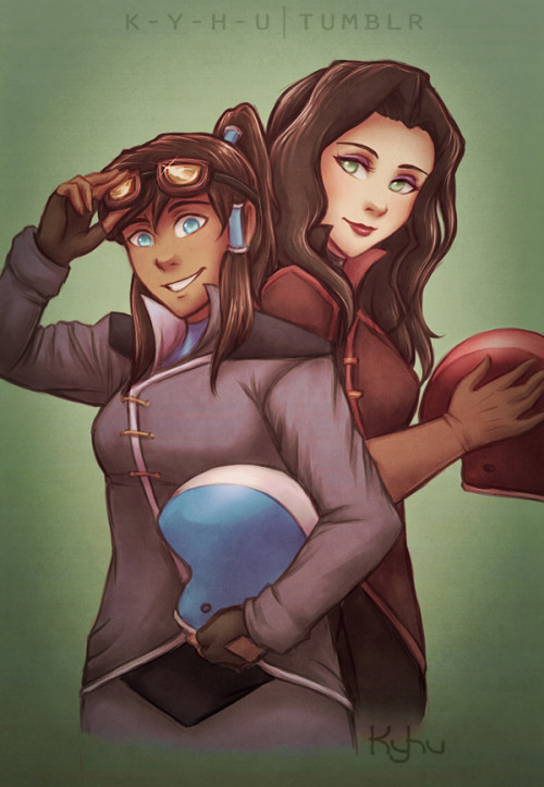 korra and asami sato (avatar legends and 1 more) drawn by iahfy