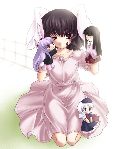 reisen udongein inaba, houraisan kaguya, inaba tewi, and yagokoro eirin (touhou) drawn by ayase_hazuki