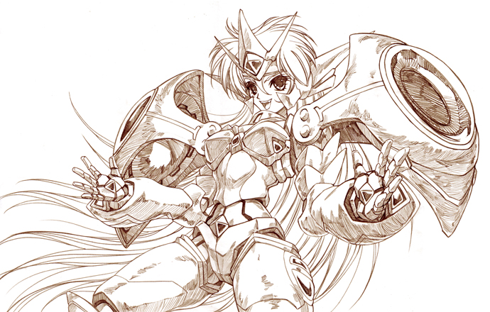valsione and valsione r (super robot wars and 2 more) drawn by hisahiko