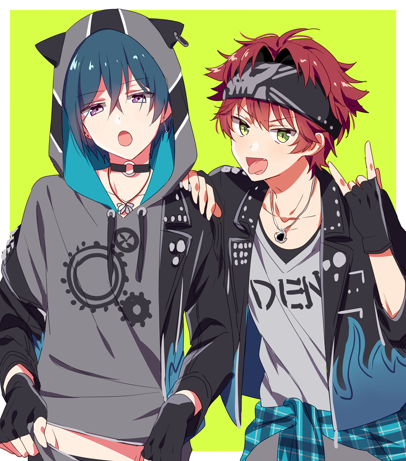 tsubaki kento and atago rentaro (dankira!!!) drawn by riku_(melty_drop)