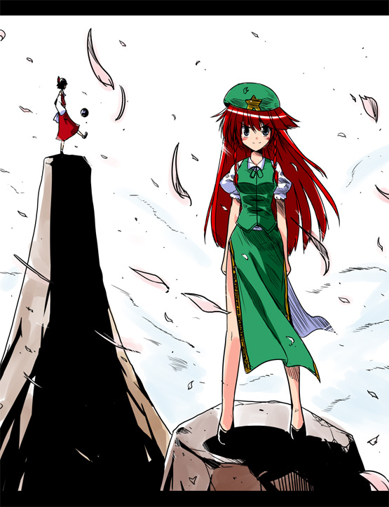 hakurei reimu and hong meiling (touhou) drawn by kiku_hitomoji