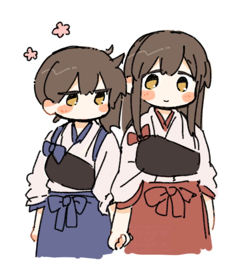 kaga and akagi (kantai collection) drawn by ina_(1813576)