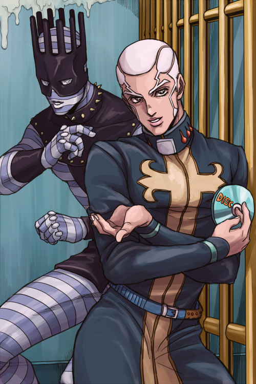 enrico pucci and whitesnake (jojo no kimyou na bouken and 1 more) drawn by hage_tashuumi