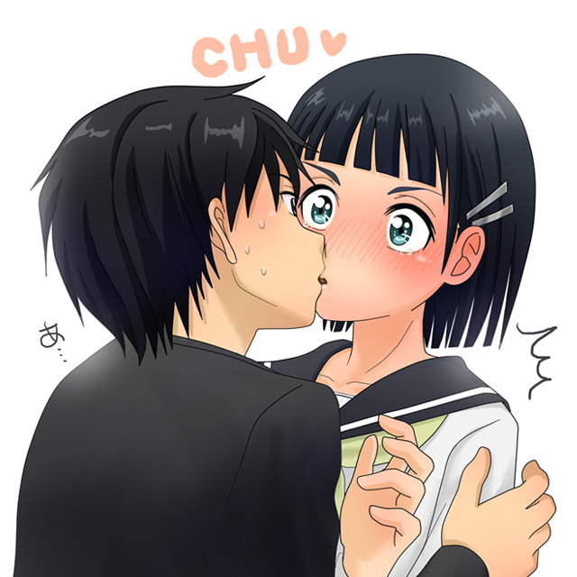 kirito and kirigaya suguha (sword art online) drawn by sato_non