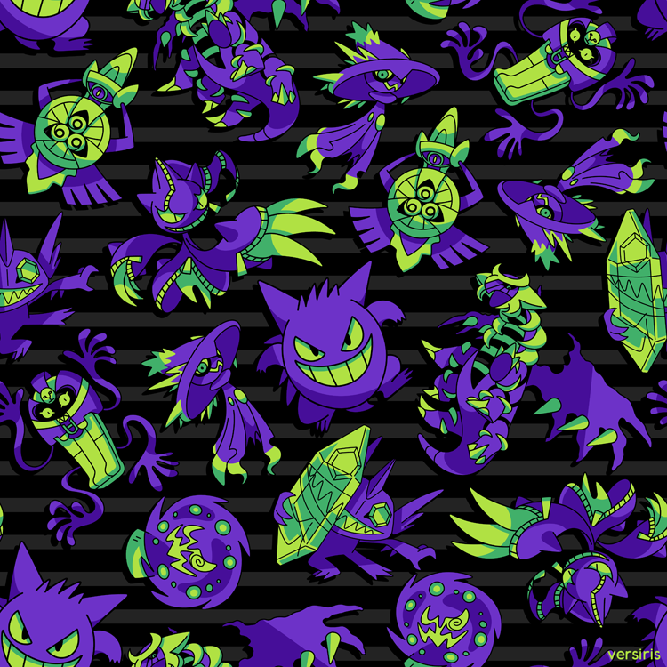 gengar, mismagius, giratina, banette, sableye, and 5 more (pokemon) drawn by versiris