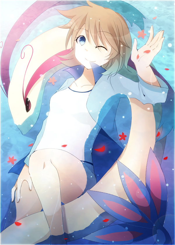 misty and milotic (pokemon and 1 more) drawn by kuran_(mkmrl)