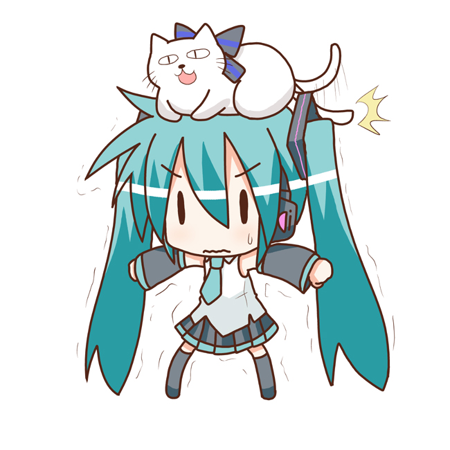 hatsune miku, yowane haku, chibi miku, and yowaneko (vocaloid) drawn by minami_(colorful_palette)