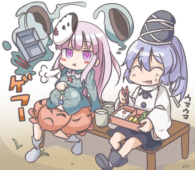 mononobe no futo and hata no kokoro (touhou) drawn by monomi_(nasdai)